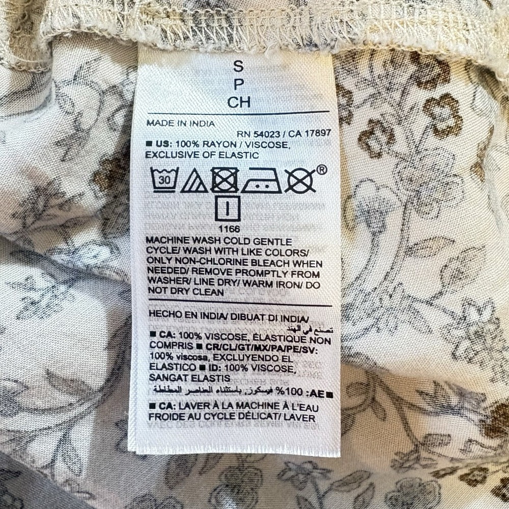 Old Navy Babydoll Midi Dress Small Beige Floral Cottagecore Fairy Smocking Beach - Picture 5 of 5
